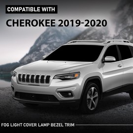 G-PLUS Front Bumper Fog Light Lamp Covers Bezel Chrome Compatible with Jeep Cherokee 2019-2020