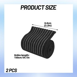 Nouiseuns Knee Wraps – 2 Pack 150×7.5cm Elastic Knee Wrap for Women, Thigh Compression Sleeve for Workouts, Adjustable Compression Bandages for Legs, Support for Squats and Training