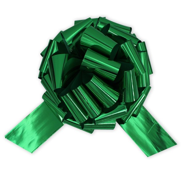 InstaBows Impress with 12" Green Pull Bow - Easy-to-Use & Eye-Catching Big Bow for Present - Large Gift Bow for Bikes, Appliances & Special Occasions - Give a Memorable Gift (Metalic Green)
