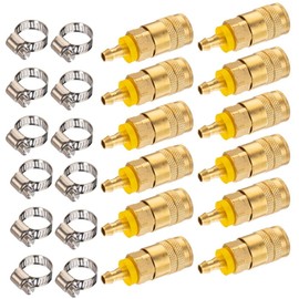 Milosline Industrial Air Coupling,1/4" Hose Barb,1/4" Basic Flow Quick Connect Air Coupler、Max Inlet Pressure 300 PSI Brass Air Compressor Accessories Fitting- 24 Pieces