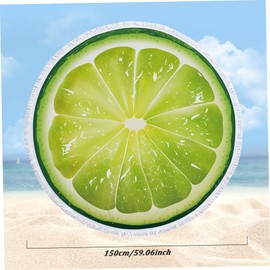 Round Beach Towel, 59x59'' Large Soft and Absorbent Bath Towel Fast Drying Beach Blanket Realistic Lime Pattern Pool Towels for Adults Meditation Mat-