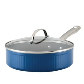 Farberware Style Nonstick Cookware Saute Pan with Lid, Dishwasher Safe, 3 Quart - Blue