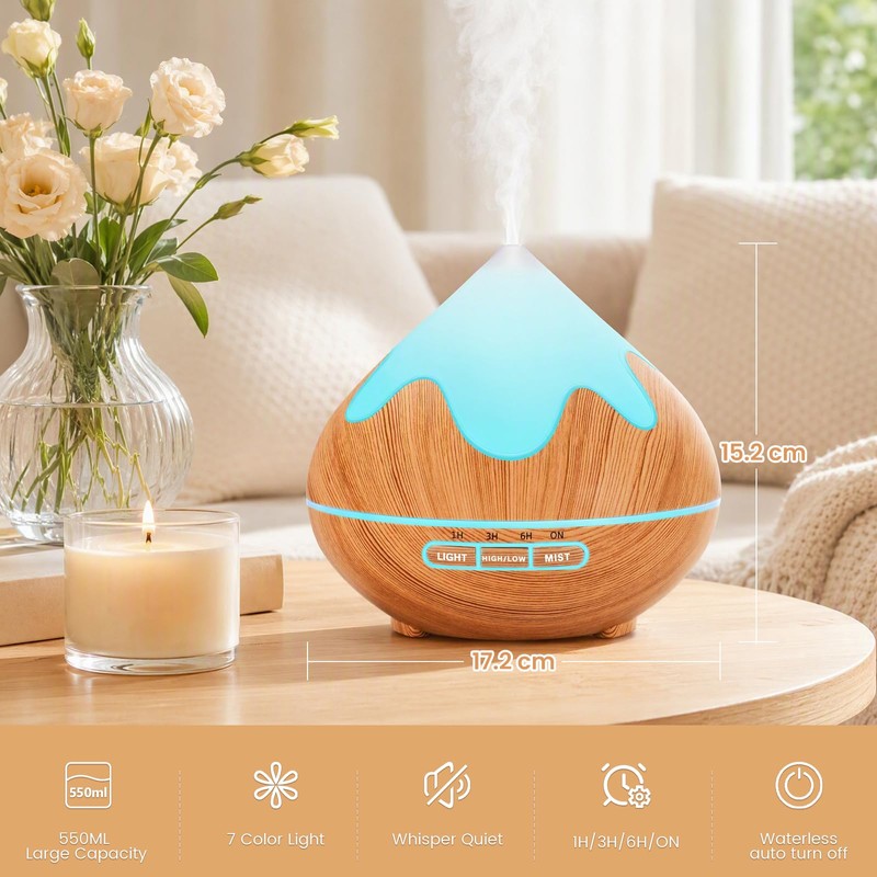 Essential Oil Diffuser for Home,500ML Aromatherapy Diffuser,Ultrasonic Cool Mist Humidifier