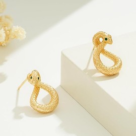 Jenosy 18K Gold-Plated Stud Earrings Women's CZ Gold Earrings with Cubic Zirconia Earrings for Women and Girls, Yellow Gold, Cubic Zirconia