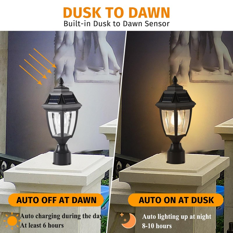 TEBLAMPUE Solar Post Lights 2 Pack, Motion Sensor Post Lantern