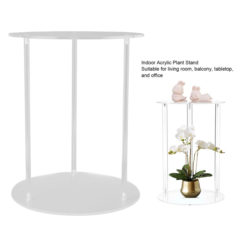 Clear Acrylic Plant Stand Round Top Corner Holder Planter Flower