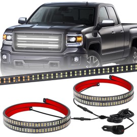 XRIDONSEN 2PCS 24 inch Truck Grill Strobe Lights Strip 288 LED White Emergency Lights Tailgate/Rear window/Grille Lights Flashing Warning Caution Safety Light for Plow Trucks Construction Vehicles SUV