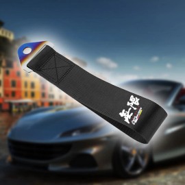 Unbranded JDM Mugen Burnt Blue Black Tow Strap Front Rear Bumper Towing Strap Belt Hook