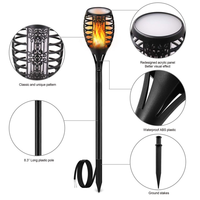 LUYE Low Voltage Torch Landscape Lights 12V Outdoor Wired LED