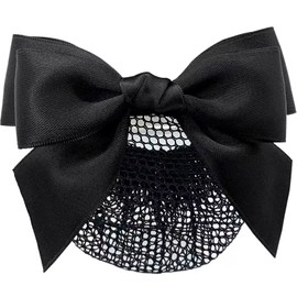 Audiophile Chignon Net Barrette with Net Hair Net Bun Net Black Black Large Hair Net Hair Closure Hair Accessory Women's Ribbon Black