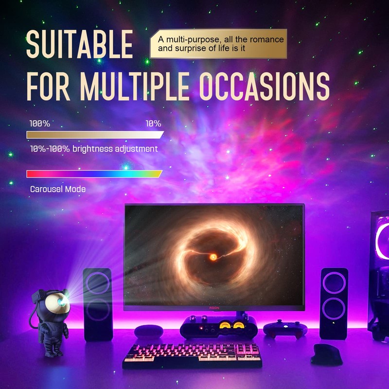 Mooyran Galaxy Projector for Gaming Room Decor - Black Astronaut