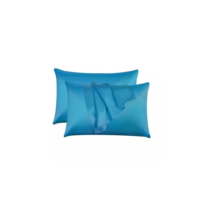 Black Horse Silk Satin Pillow Cases 2 Pack TEAL, Silky