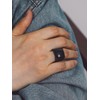 Bandmax Mens Black Rings Stainless Steel 15MM Black Onyx Ring