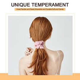 Crowye 30 Coleteros para Cabello Lindos para Mujer Niña Scrunchies Kawaii Coloridos Gomas de Cabello a Cuadros de Color Sólido Lunares Florales de Margaritas Accesorios de Lazos de Pelo Surtidos
