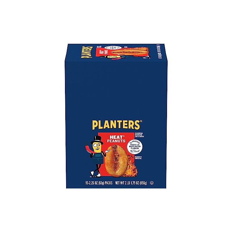 PLANTERS Heat Peanuts, Spicy Snacks, Hot Peanuts, 2.25 oz, 15-Pack,