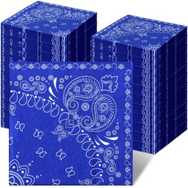 Teling 200 Pcs Western Bandana Napkins 2 Ply Bandana Paper Napkins Bulk Disposable Paisley Print Cocktail Napkin for Western Cowboy Theme Birthday Party Supplies, 6.3 * 6.3"(Blue)