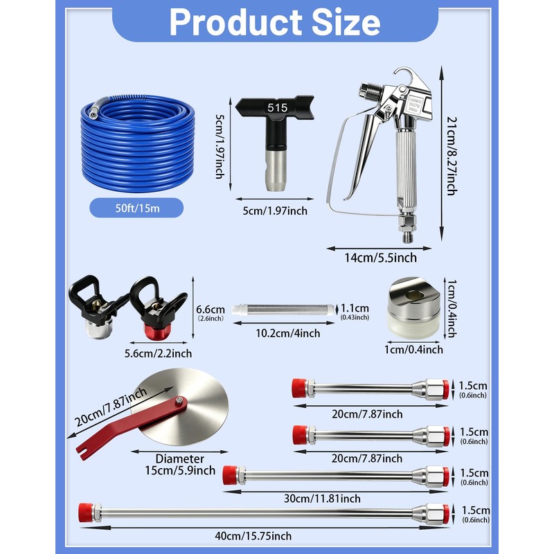 22Pcs Airless Paint Sprayer Gun Kit, 3600PSI