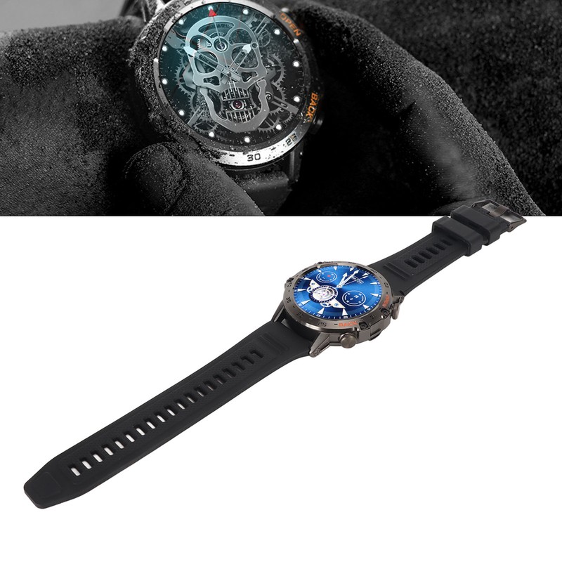 Black Outdoor Smartwatch with Speaker Waterproof Dustproof LCD Bluetooth Intelligent