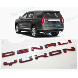 GMC 2pcs GMC 2021-2023 Yukon Yukon XL Black Red Rear Tailgate DENALI Yukon Emblem