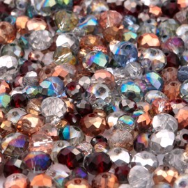 400 Pieces Enchanted Forest Rondelle Glass Crystal Bead Mix Silver Rose Gold Deep Red for Jewellery Making and Arts and Crafts