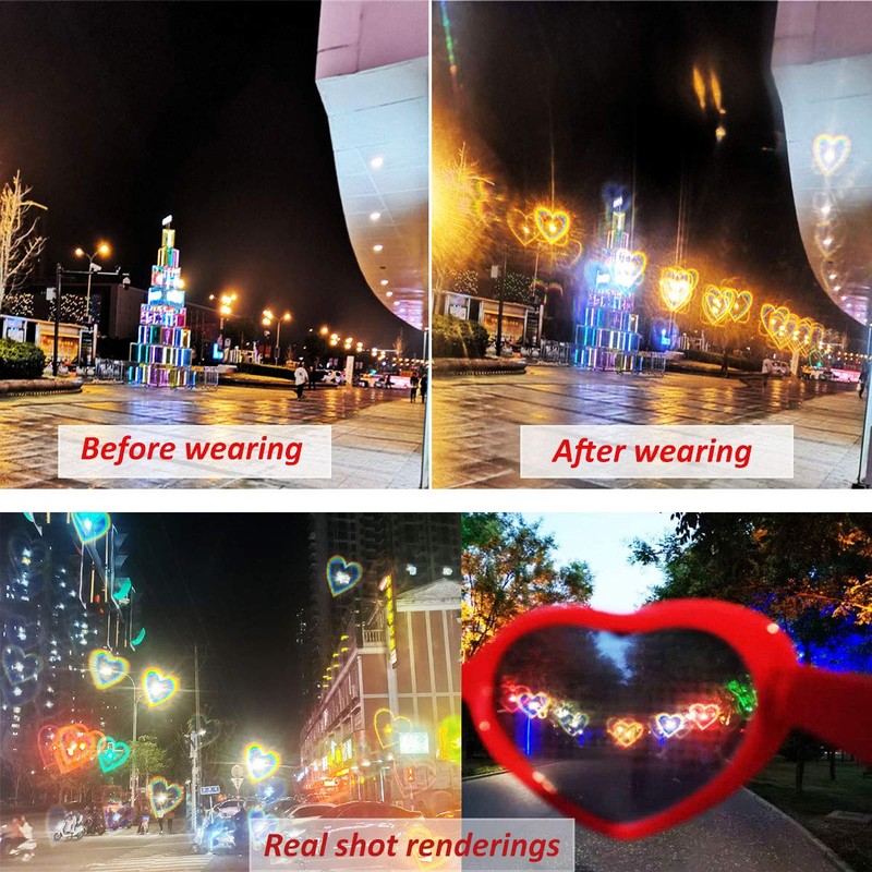 Dollger Heart Sunglasses for Women Men Festival Party Rave Light