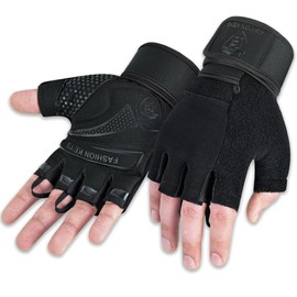 FK by ZM Gym Workout Gloves for Men & Women – Weightlifting, Powerlifting & Fitness Gloves with Wrist Support & Full Palm Stability – Secure Grip for Training, Pull-ups & Strength Workouts (Black, M)