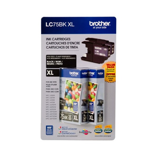 Brother LC-75BK High-Yield Ink - Black - 2 pk.