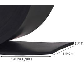 Neoprene Rubber Sheet Solid Rubber Strips Roll Pad, Insulation, Anti-Vibration, Anti-Slip, for Weather Stripping, Gasket, Shield, Costume, Seal, DIY (1" Wide X 10' Long, 1/16" (.062") Thick)
