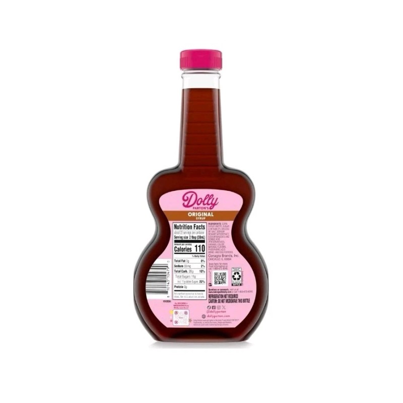 Dolly Parton Pancake Syrup Guitar Shaped Plastic Bottle Sealed New