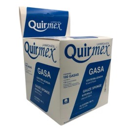 Quirmex gasas esteriles absorbentes de algodon 10x10cm caja de 100 sobres
