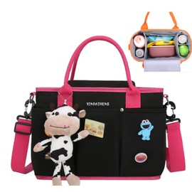 Diaper Bag Tote-Diaper Baby Bags with Shoulder Straps,Stroller Clips,Waterproof Large Mommy Bag Maternity Bag for Hospital and Weekender Travel (black)