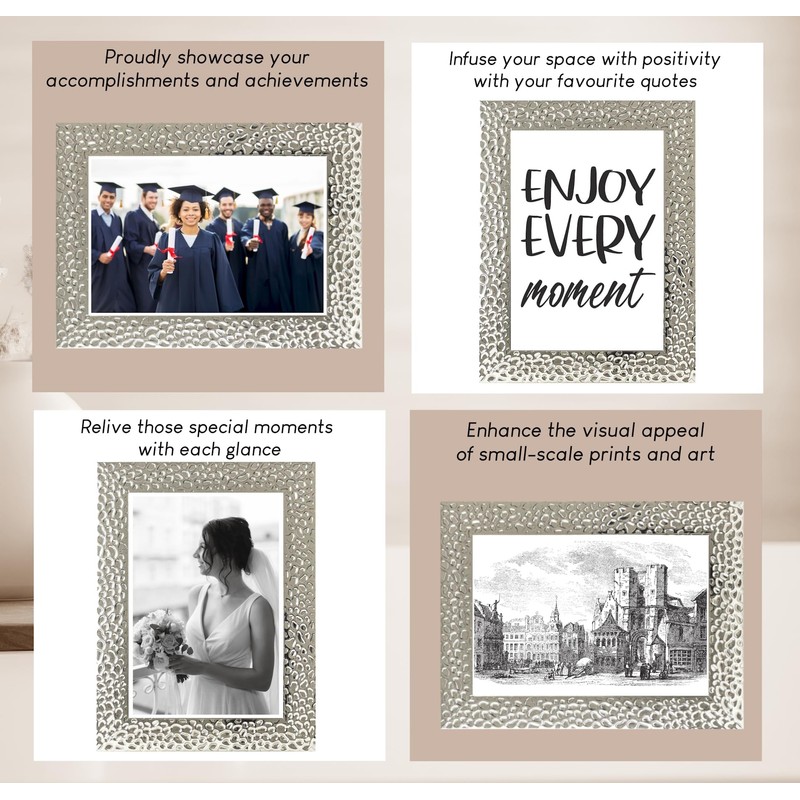 Photo Picture Frames 7 x 5, Silver, Pack of 3,