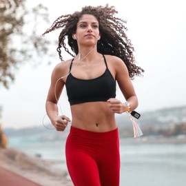 HenSan keychain wristlet Silicone Key Ring Bracelet Car Keys Holder Women Beaded Bangle Chains with Leather Tassel(Rainbow)