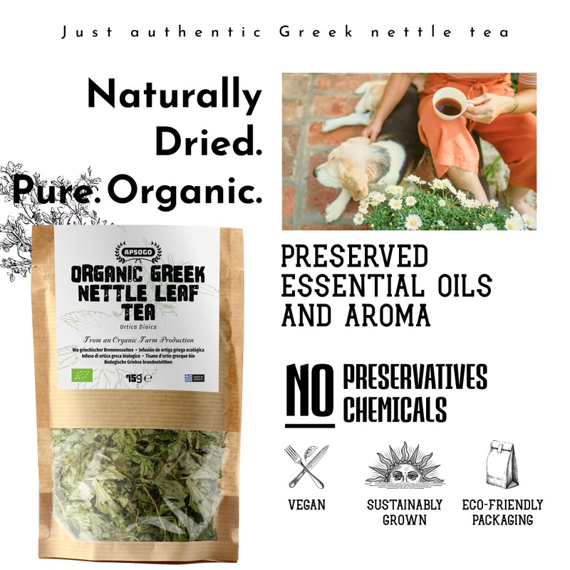 APSOGO Organic Greek Nettle Tea - Loose Leaf Herbal Infusion