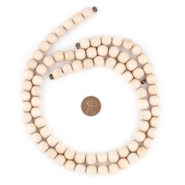 The Bead Chest Natural 10mm Wooden Beads in Cream for Jewelry Making Round Loose Wood Spacer Beads I Approximately 40 Beads