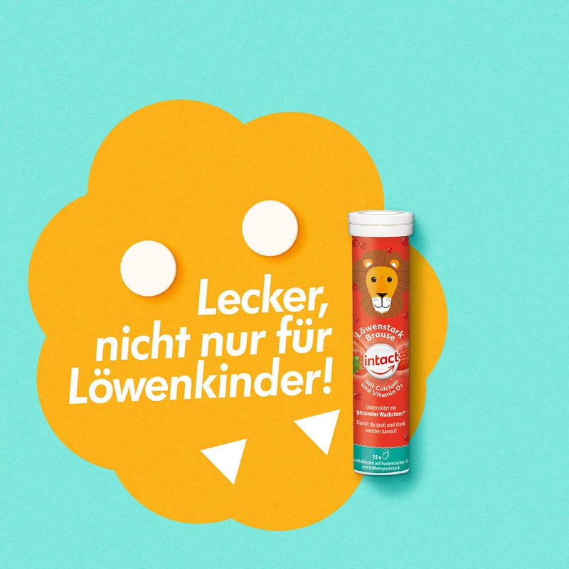 intact Löwenstark Effervescent (15 Pieces) with Strawberry Flavour, Effervescent Tablets