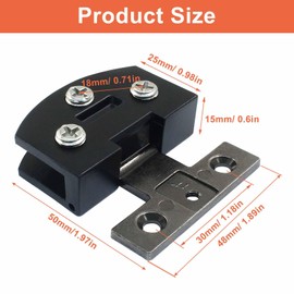 Waziaqoc 2 Pcs Cabinet Glass Door Hinge, 90 Degrees Frameless Glass Door Hinge, Black Gate Hinges Replacement Parts for Wine Cabinet Clamp Gate