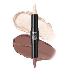 Barra de contorno color crema, resaltador de punta afilada de doble punta y barra de contorno bronceador para esculpir mejillas, no pegajoso, mezclabl