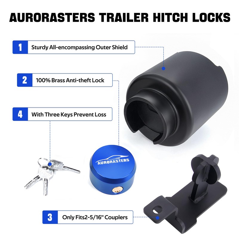 2 5/16 Ball Hitch Lock,Heavy Duty Trailer Tongue Coupler Lock