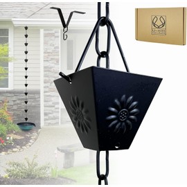Cadena de Lluvia U-nitt 5515BLK con Tazas Cuadradas de Girasol Negro Mate 8.5 Pies