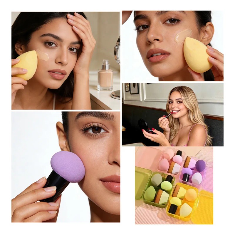 8kit De Esponja Para Maquillaje Con Brochas Kabuki Para Base