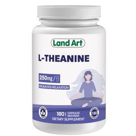 Land Art L-Theanine 250mg 180 Vcaps - Bonus Size - 180 Servings - HIGH Potency - Promotes Relaxation - Vegan