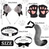 Pack of 5 Black Cat Costume Set, Plush Faux Fur