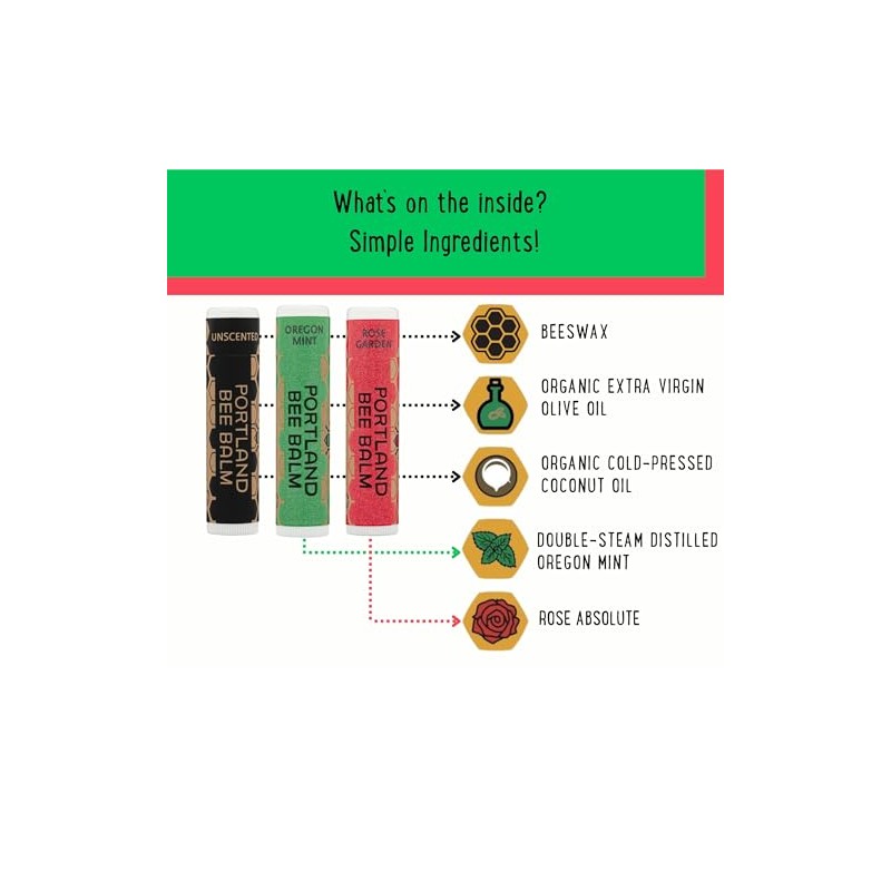 Portland Bee Balm Bálsamo Labial Natural Natural Beeswax Lip Balm,