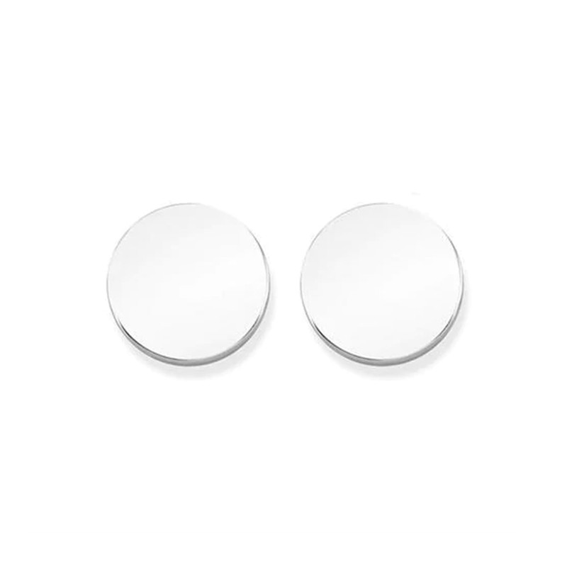 Sterling Silver Round Circle Disc Dot Unisex Stud Earrings (8mm
