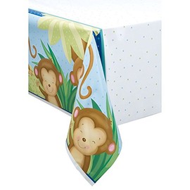 Unique Party 49743 - Plastic Boy Monkey Baby Shower Tablecloth, 7ft x 4.5ft