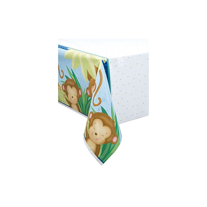 Unique Party 49743 - Plastic Boy Monkey Baby Shower Tablecloth,