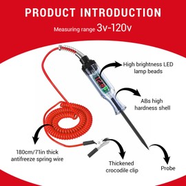 atnayo 3 to 120 V Circuit Tester with Digital Test Light for Car Electrical Fuse Circuit Checking