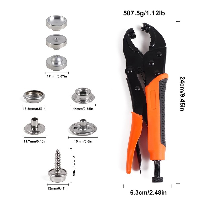 HEY FOLY Heavy Duty Snap Fastener Tool Set, Adjustable Snap