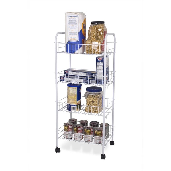 Home Basics FB41258 4 Tier Kitchen Trolley, White